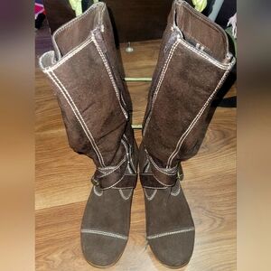 Brown suede boots
